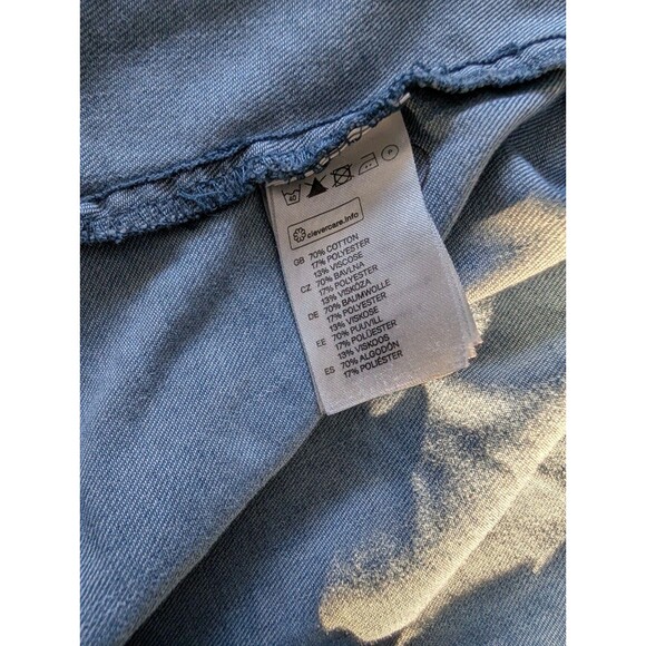 Light Chambray Blue Denim Button Down Shirt Women Western Cowgirl Slim Aughts - Picture 7 of 14